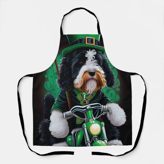 Bernedoodle Dog fiets St. Patrick's Day Schort (Voorkant)