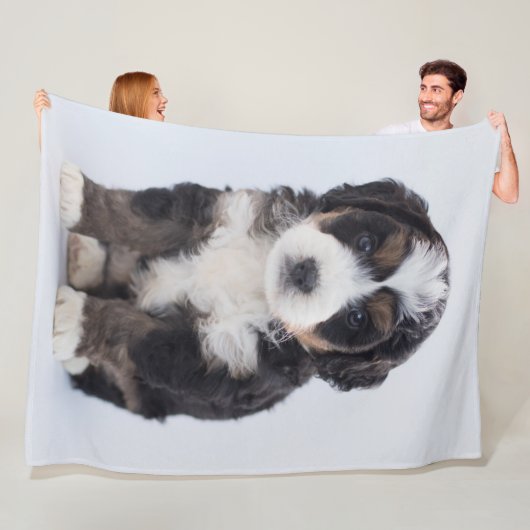 Bernedoodle Fleece Blanket (In situ)