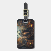 Bernedoodle Halloween Nacht Doggy Delight Bagagelabel (Voorkant verticaal)