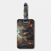 Bernedoodle Halloween Nacht Doggy Delight Bagagelabel (Achterkant verticaal)