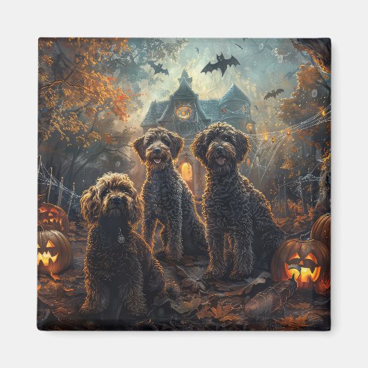 Bernedoodle Halloween Nacht Doggy Delight Magneet (Voorkant)