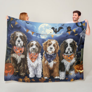 Bernedoodle Halloween Spooky Fleece Deken