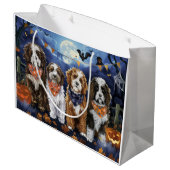 Bernedoodle Halloween Spooky Groot Cadeauzakje (Achterkant Gekanteld)