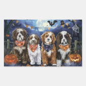 Bernedoodle Halloween Spooky Rechthoekige Sticker (Voorkant)