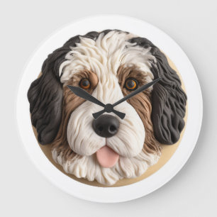 Bernedoodle Hond 3D Geïnspireerd Grote Klok