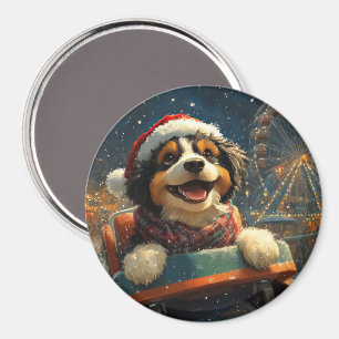 Bernedoodle Hond Achterbaan Kerst  Magneet