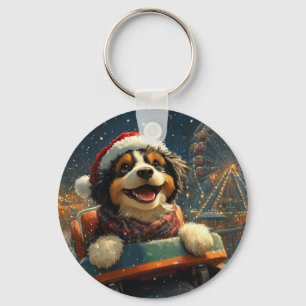 Bernedoodle Hond Achteruitrij Carrousel Kerst  Sleutelhanger