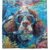 Bernedoodle Hond Duiken Onderwater Douchegordijn (Voorkant)