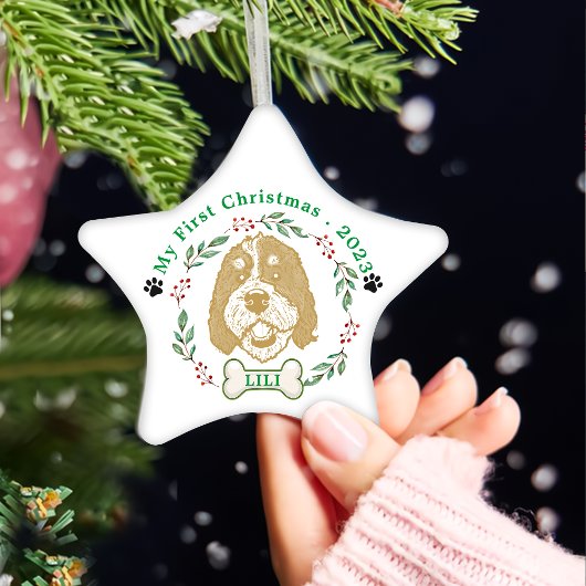 Bernedoodle Hond Gepersonaliseerde Handtekening Keramisch Ornament