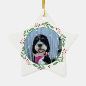 Bernedoodle Hond Gepersonaliseerde Handtekening Keramisch Ornament (Achterkant)