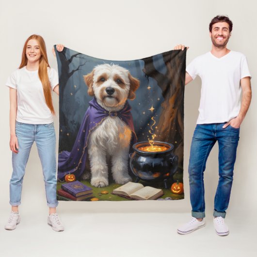 Bernedoodle Hond grillig Halloween schilderij Fleece Deken (In situ)