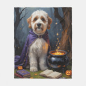 Bernedoodle Hond grillig Halloween schilderij Fleece Deken (Voorkant)