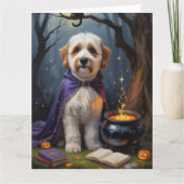 Bernedoodle Hond grillig Halloween schilderij Kaart (Voorkant)
