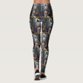 Bernedoodle Hond grillig Halloween schilderij Leggings (Achterkant)