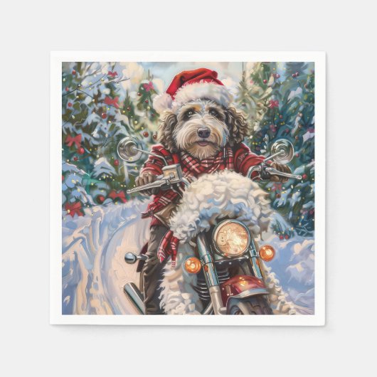 Bernedoodle Hond Kerstmis Servet (Voorkant)