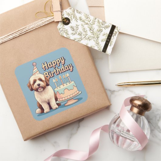 Bernedoodle Hond Kleurrijk Vierkante Sticker (Geschenken)