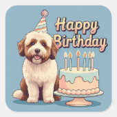 Bernedoodle Hond Kleurrijk Vierkante Sticker (Voorkant)