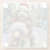 Bernedoodle Hond Rijden Motorfiets Kerstmis Glazen Onderzetter (Achterkant)