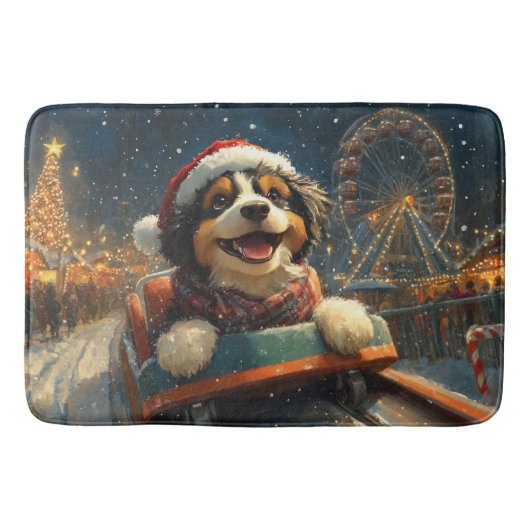 Bernedoodle Hond Roller Coaster Kerstmis Badmat (Voorkant)