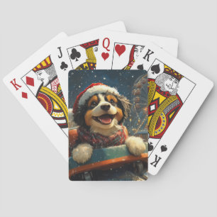 Bernedoodle Hond Roller Coaster Kerstmis Pokerkaarten