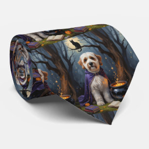 Bernedoodle hond speelse Halloween-schildering Stropdas