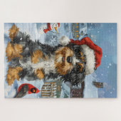 Bernedoodle Hond Winter Wonderland Kerstmis Legpuzzel (Horizontaal)
