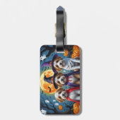 Bernedoodle Honden Pompoen Halloween Grappig Bagagelabel (Achterkant verticaal)