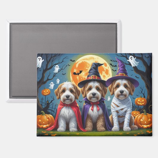Bernedoodle Honden Pompoen Halloween Grappig Magneet (Voorkant / Achterkant)