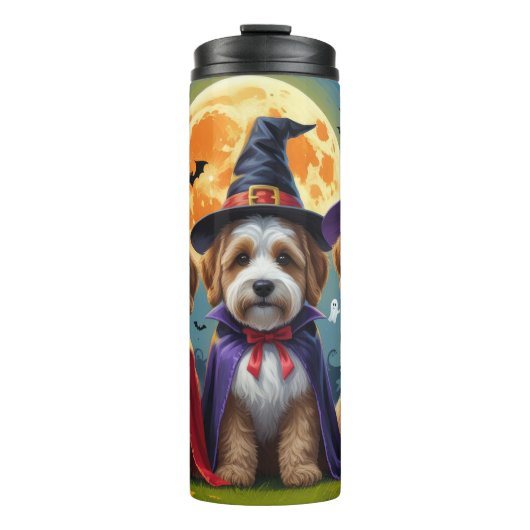 Bernedoodle Honden Pompoen Halloween Grappig Thermosbeker (Voorkant)