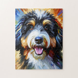 Bernedoodle Hondenportret Acryl Kunstprint Hond Legpuzzel