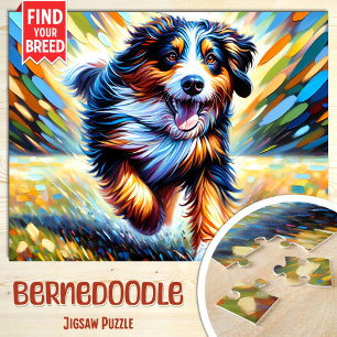 Bernedoodle Hondenportret Acryl Kunstprint Hond Legpuzzel