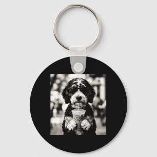 Bernedoodle Iced Coffee Foto Funny Hondenliefhebbe Sleutelhanger