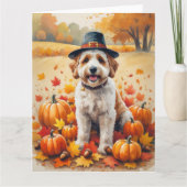 Bernedoodle in de herfst verlaat de Thanksgiving Kaart (Voorkant)