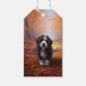 Bernedoodle in Herfstbladeren Herfst Inspire Cadeaulabel (Voorkant)