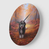 Bernedoodle in Herfstbladeren Herfst Inspire Grote Klok (Hoek)