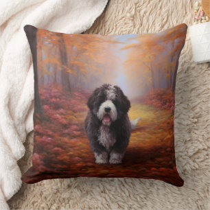 Bernedoodle in Herfstbladeren Herfst Inspire Kussen