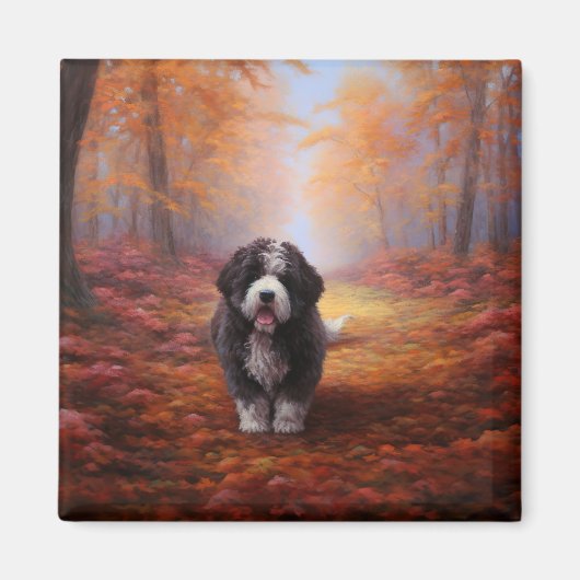 Bernedoodle in Herfstbladeren Herfst Inspire Magneet (Voorkant)