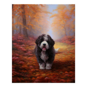 Bernedoodle in Herfstbladeren Herfst Inspire Perfect Poster