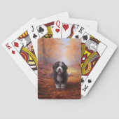 Bernedoodle in Herfstbladeren Herfst Inspire Pokerkaarten (Achterkant)