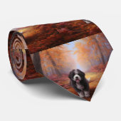 Bernedoodle in herfstbladeren val inspireert stropdas (Opgerold)