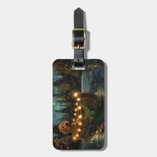 Bernedoodle Kerst Feestelijke reis Bagagelabel (Voorkant verticaal)