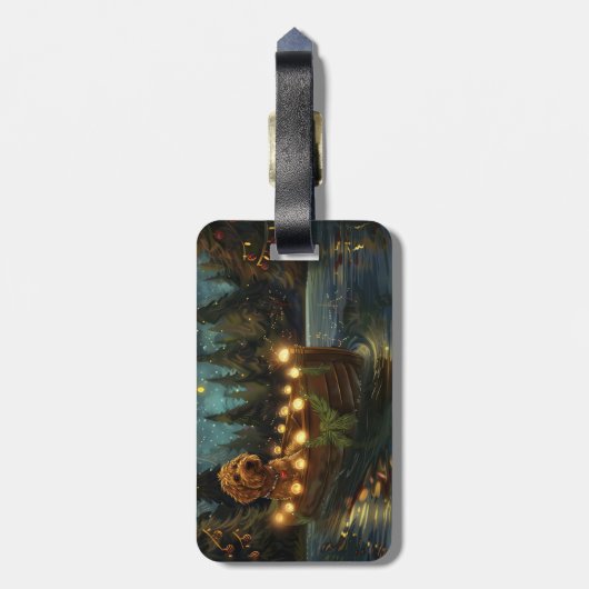 Bernedoodle Kerst Feestelijke reis Bagagelabel (Achterkant verticaal)