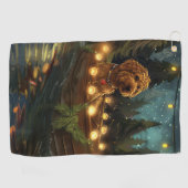 Bernedoodle Kerst Feestelijke reis Golfhanddoek (Horizontaal)