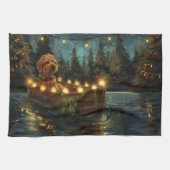 Bernedoodle Kerst Feestelijke reis Theedoek (Horizontaal)