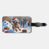 Bernedoodle Kerst Feestelijke Sneeuwscène Bagagelabel (Achterkant horizontaal)