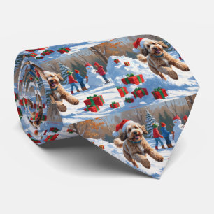 Bernedoodle Kerstfeest Sneeuwlandschap Stropdas