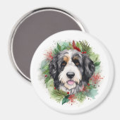 Bernedoodle Kerstkrans Feestelijke Pup Magneet (Voorkant / Achterkant)