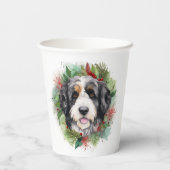 Bernedoodle Kerstkrans Feestelijke Pup Papieren Bekers (Achterkant)