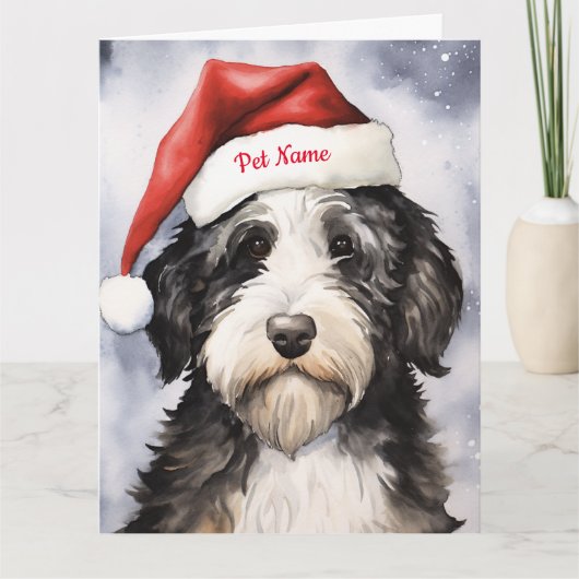 Bernedoodle Kerstmis Gepersonaliseerd Kaart (Voorkant)