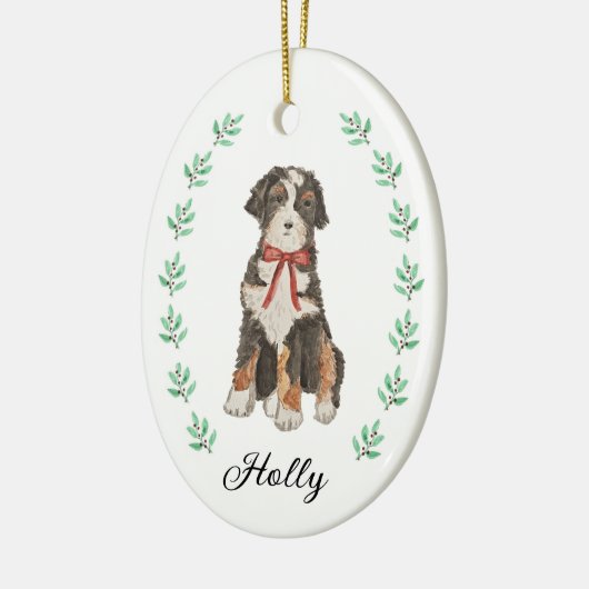 Bernedoodle kerstversiering keramisch ornament (Links)